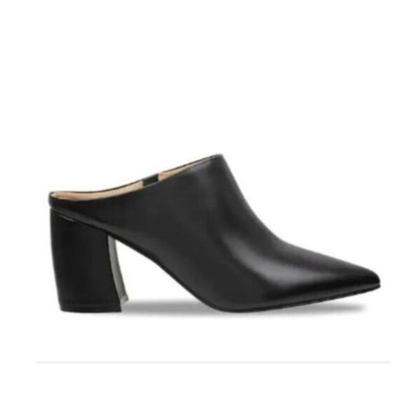Marc Fisher MFragni Classic Heeled Pointed Toe Black Leather Mules Size 8 - Picture 2 of 8